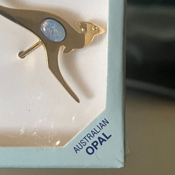 Vintage Australian Opal Kangaroos‎ Stick Pin w/Cap & Chain Sealed NWOT - Picture 3 of 5